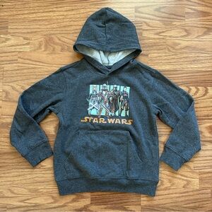Star Wars Mandalorian Boys Hoodie Sweatshirt Fleece Size Small Dark Gray EUC!